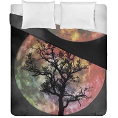 Full Moon Silhouette Tree Night Duvet Cover Double Side (california King Size)