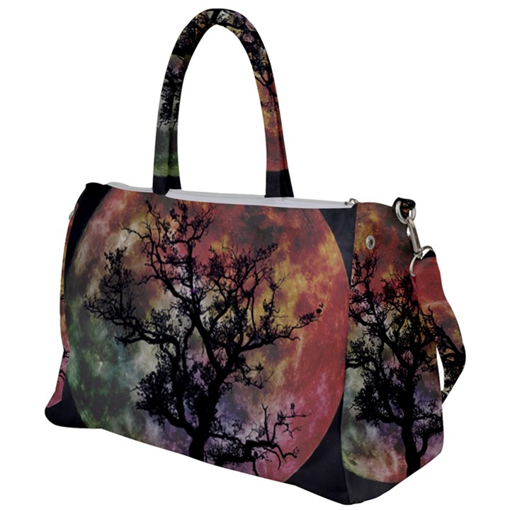 Full Moon Silhouette Tree Night Duffel Travel Bag