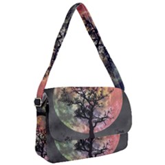 Full Moon Silhouette Tree Night Courier Bag by Pakrebo