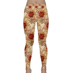 Scrapbook Floral Background Vintage Classic Yoga Leggings by Pakrebo