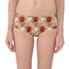 Scrapbook Floral Background Vintage Mid-waist Bikini Bottoms by Pakrebo