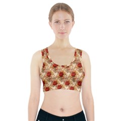 Scrapbook Floral Background Vintage Sports Bra With Pocket by Pakrebo