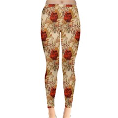 Scrapbook Floral Background Vintage Inside Out Leggings by Pakrebo