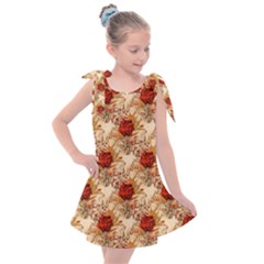 Scrapbook Floral Background Vintage Kids  Tie Up Tunic Dress by Pakrebo