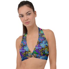 Flowers Abstract Branches Halter Plunge Bikini Top by Pakrebo