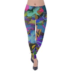 Flowers Abstract Branches Velvet Leggings by Pakrebo