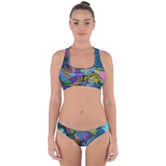 Flowers Abstract Branches Cross Back Hipster Bikini Set by Pakrebo