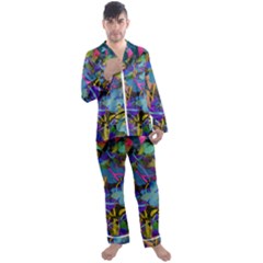 Flowers Abstract Branches Men s Satin Pajamas Long Pants Set