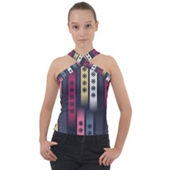 Non Seamless Pattern Background Cross Neck Velour Top