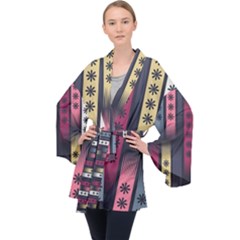 Non Seamless Pattern Background Velvet Kimono Robe