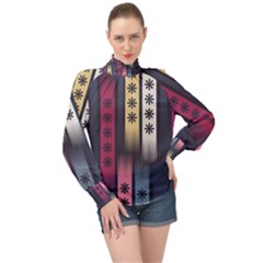 Non Seamless Pattern Background High Neck Long Sleeve Chiffon Top