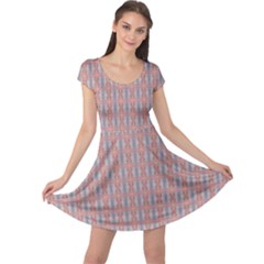 Pink Graphics Pattern Ornament Cap Sleeve Dress