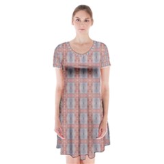 Pink Graphics Pattern Ornament Short Sleeve V-neck Flare Dress by Pakrebo