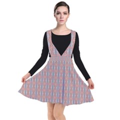 Pink Graphics Pattern Ornament Plunge Pinafore Dress