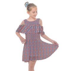 Pink Graphics Pattern Ornament Kids  Shoulder Cutout Chiffon Dress