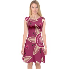 Background Non Seamless Pattern Art Capsleeve Midi Dress