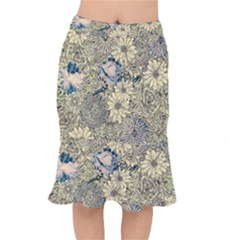 Abstract Art Artistic Botanical Short Mermaid Skirt