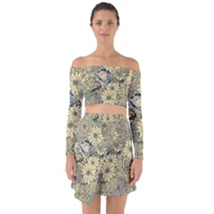 Abstract Art Artistic Botanical Off Shoulder Top With Skirt Set