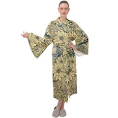 Abstract Art Artistic Botanical Maxi Tie Front Velour Kimono by Pakrebo