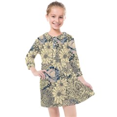 Abstract Art Artistic Botanical Kids  Quarter Sleeve Shirt Dress