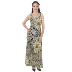 Abstract Art Artistic Botanical Sleeveless Velour Maxi Dress