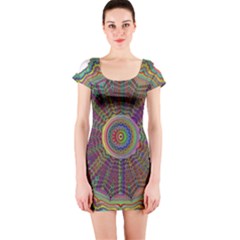 Mandala Decorative Ornamental Short Sleeve Bodycon Dress