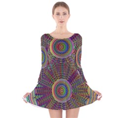 Mandala Decorative Ornamental Long Sleeve Velvet Skater Dress