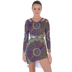 Mandala Decorative Ornamental Asymmetric Cut-out Shift Dress