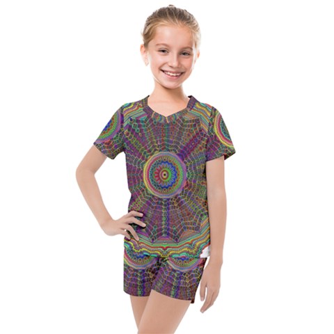 Mandala Decorative Ornamental Kids  Mesh Tee And Shorts Set by Pakrebo