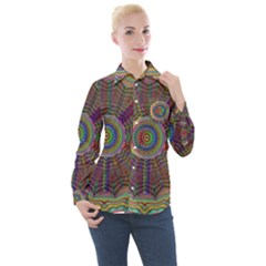 Mandala Decorative Ornamental Women s Long Sleeve Pocket Shirt