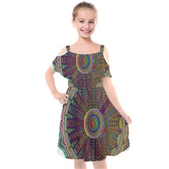 Mandala Decorative Ornamental Kids  Cut Out Shoulders Chiffon Dress