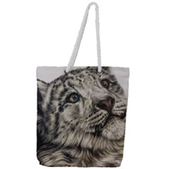 Snow Leopard Cub Full Print Rope Handle Tote (large) by ArtByThree