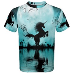 Wonderful Unicorn Silhouette In The Night Men s Cotton Tee by FantasyWorld7