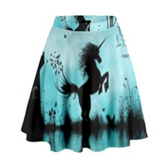 Wonderful Unicorn Silhouette In The Night High Waist Skirt by FantasyWorld7