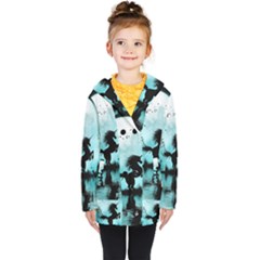 Wonderful Unicorn Silhouette In The Night Kids  Double Breasted Button Coat by FantasyWorld7