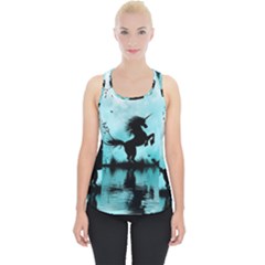 Wonderful Unicorn Silhouette In The Night Piece Up Tank Top by FantasyWorld7