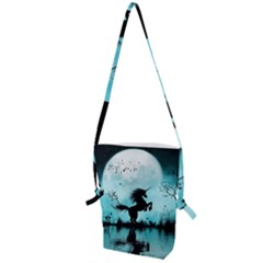 Wonderful Unicorn Silhouette In The Night Folding Shoulder Bag by FantasyWorld7