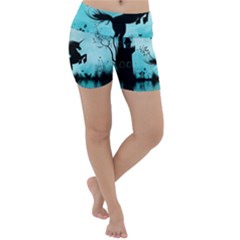 Wonderful Unicorn Silhouette In The Night Lightweight Velour Yoga Shorts by FantasyWorld7