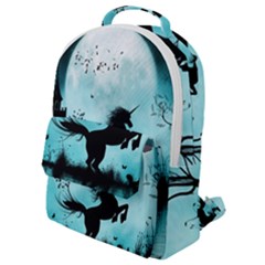 Wonderful Unicorn Silhouette In The Night Flap Pocket Backpack (small) by FantasyWorld7