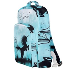 Wonderful Unicorn Silhouette In The Night Double Compartment Backpack by FantasyWorld7