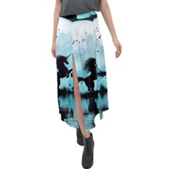 Wonderful Unicorn Silhouette In The Night Velour Split Maxi Skirt