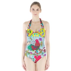 Supersonic Key West Gypsy Blast Halter Swimsuit by chellerayartisans