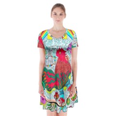 Supersonic Key West Gypsy Blast Short Sleeve V-neck Flare Dress by chellerayartisans