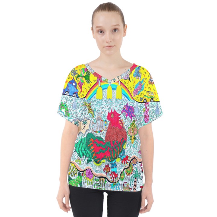 Supersonic Key West Gypsy Blast V-Neck Dolman Drape Top