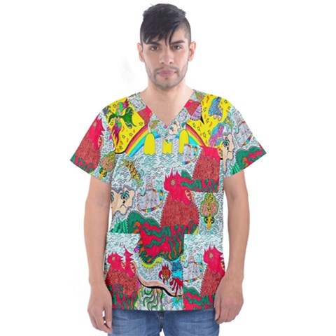 Supersonic Key West Gypsy Blast Men s V-neck Scrub Top by chellerayartisans