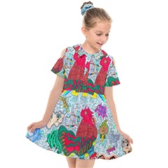 Supersonic Key West Gypsy Blast Kids  Short Sleeve Shirt Dress by chellerayartisans