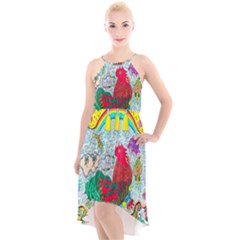 Supersonic Key West Gypsy Blast High-low Halter Chiffon Dress  by chellerayartisans