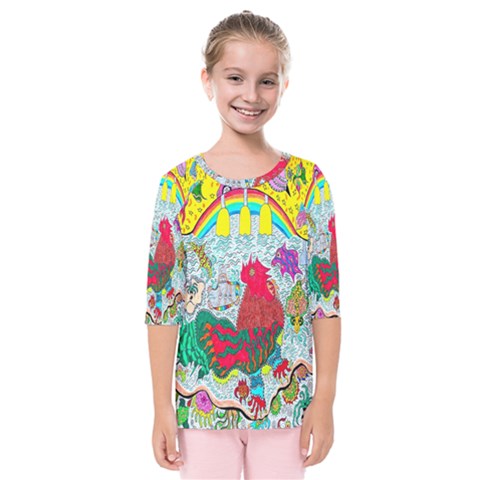 Supersonic Key West Gypsy Blast Kids  Quarter Sleeve Raglan Tee by chellerayartisans