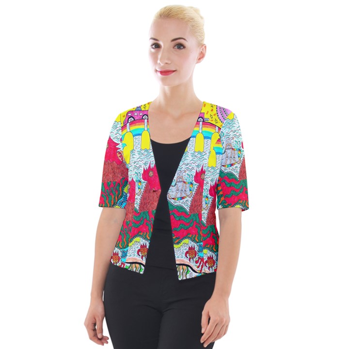 Supersonic Key West Gypsy Blast Cropped Button Cardigan