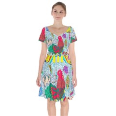 Supersonic Key West Gypsy Blast Short Sleeve Bardot Dress by chellerayartisans